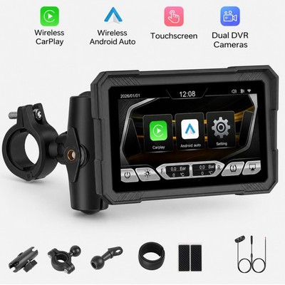 5-Zoll Motorrad Carplay Bildschirm Kabelloses CarPlay Android Auto GPS Navi IP68