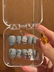 Homemade CUSTOM PressOn Nails, Oval, XS/S, Short, Grey/Sparkly, Tweens, 3D Gem — photo 2
