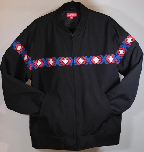 VESTE À RAYURES AZTÈQUES SUPREME SS17 NOIRE TAILLE XL LOGO BOÎTE JORDAN KOBE DUNK AIR MAX