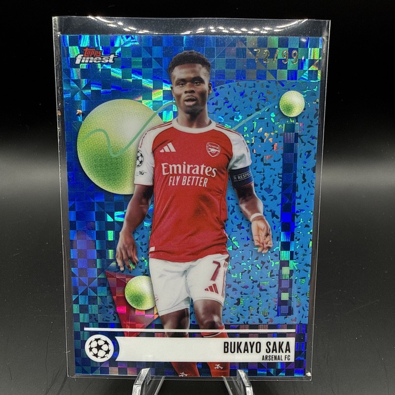 2025-26 Topps Finest Bukayo Saka Common Blue Checkerboard Refractor /99 England