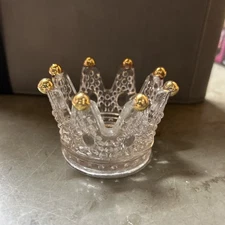 Vintage Cigar Ashtray Cut Crystal Glass Tobacciana Heavy Crown Art Smoking Home