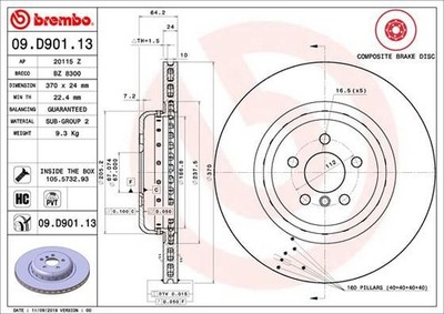 2x Bremsscheibe hinten links Brembo 09D90113 für BMW