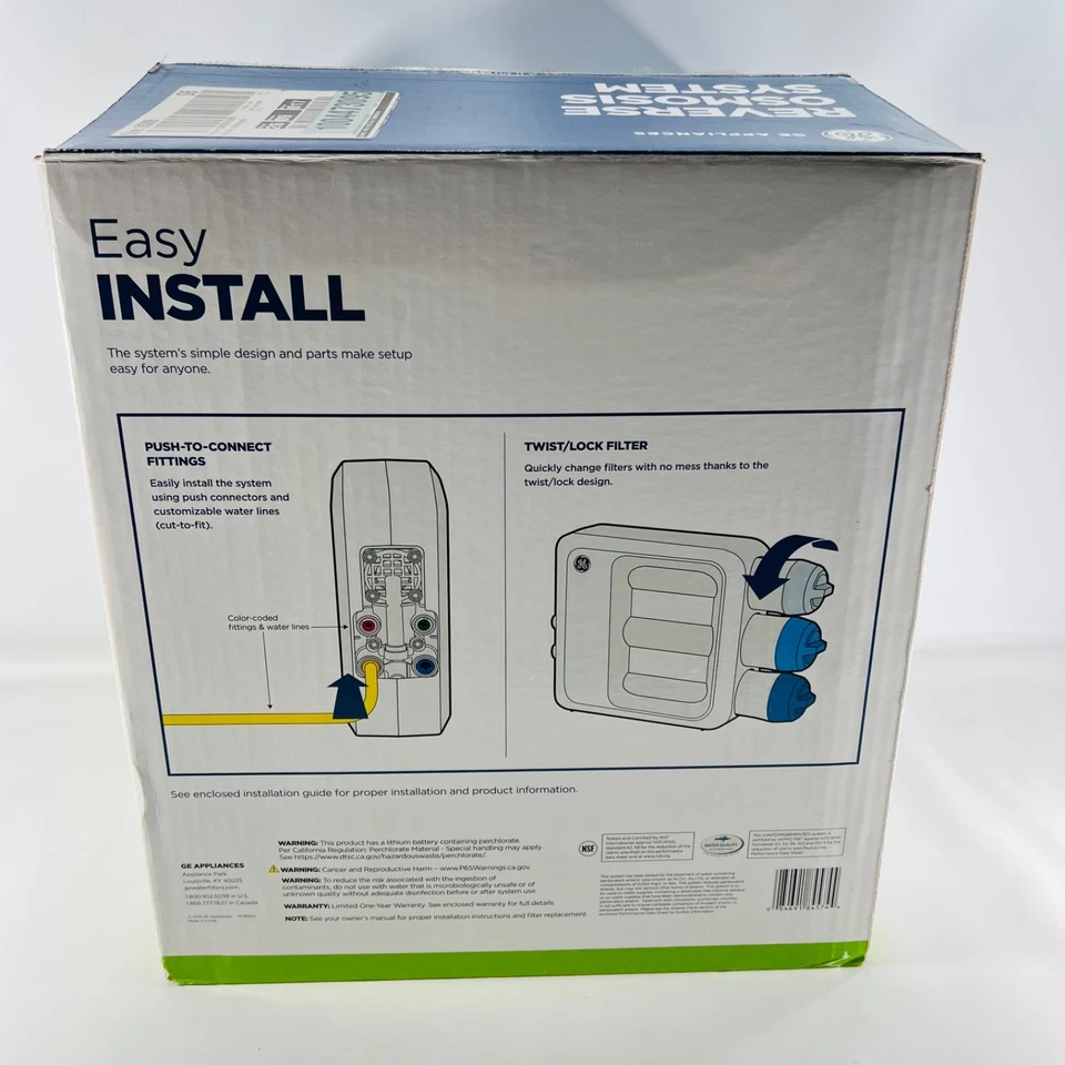 Sistema de filtración de agua de ósmosis inversa de 3 etapas debajo del fregadero GE GXRQ18NBN con grifo Foto 4 de 4