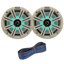 Kicker 8" 2-Way 300W MultiColor LED Speakers Pair w/White Grilles, Wire