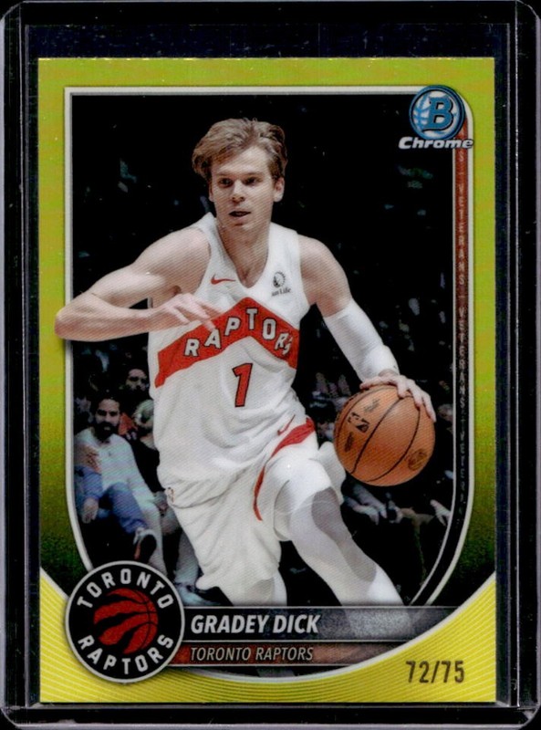 2025-26 Bowman Gradey Dick Chrome Yellow Refractor #/75 Raptors
