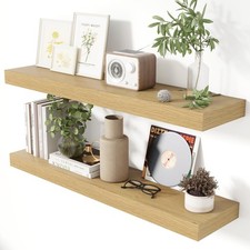 36 Inch Floating Shelves for Wall 8 Inch Deep Oak Shelves Set of 2,Wall Mount...
