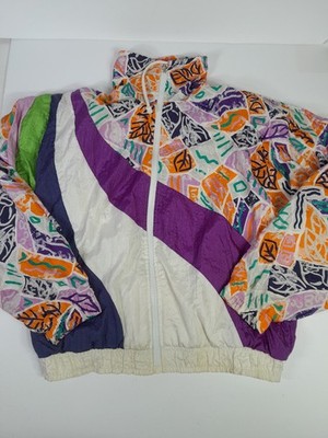 Vtg 80s 90s Sergio Tacchini Mock Neck Windbreaker Retro Jacket Women  Sz 8