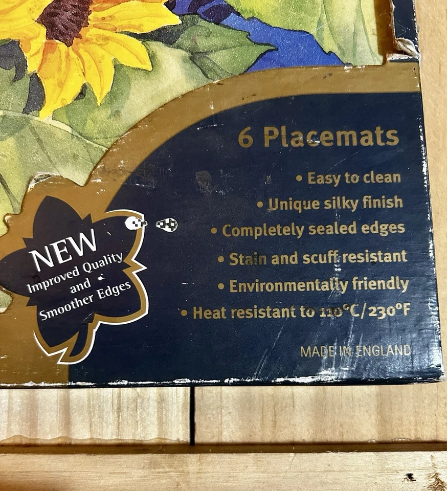 VNTG Pimpernel Premier Collection Sunflower Cork Backed Placemats Set 6 NIB - Image 4 of 4