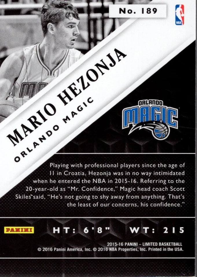 2015-16 Limited Silver Spotlight #189 Mario Hezonja /49 - BSK - Image 2 of 2