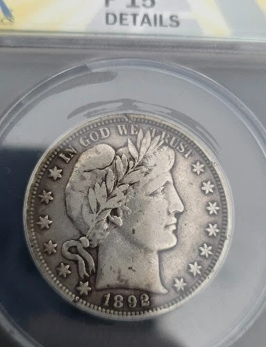 1892 Barber Half Dollar F-15 Details ANACS 7870348