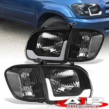 Black Clear OE Style LED DRL Headlight Lamps For 2005-2007 Toyota Tundra Sequoia