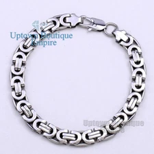 7.5"8.5"9.5"Black Silver Gold Stainless Steel Byzantine Box Bracelet for Men's 2