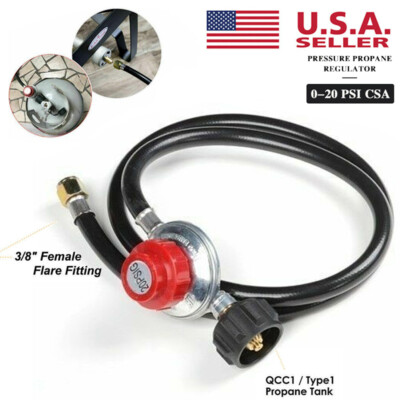 #ad Adjustable Propane Gas Regulator Hose BBQ Grill Burner Tank with 4ft Hose 20PSIG $20.00