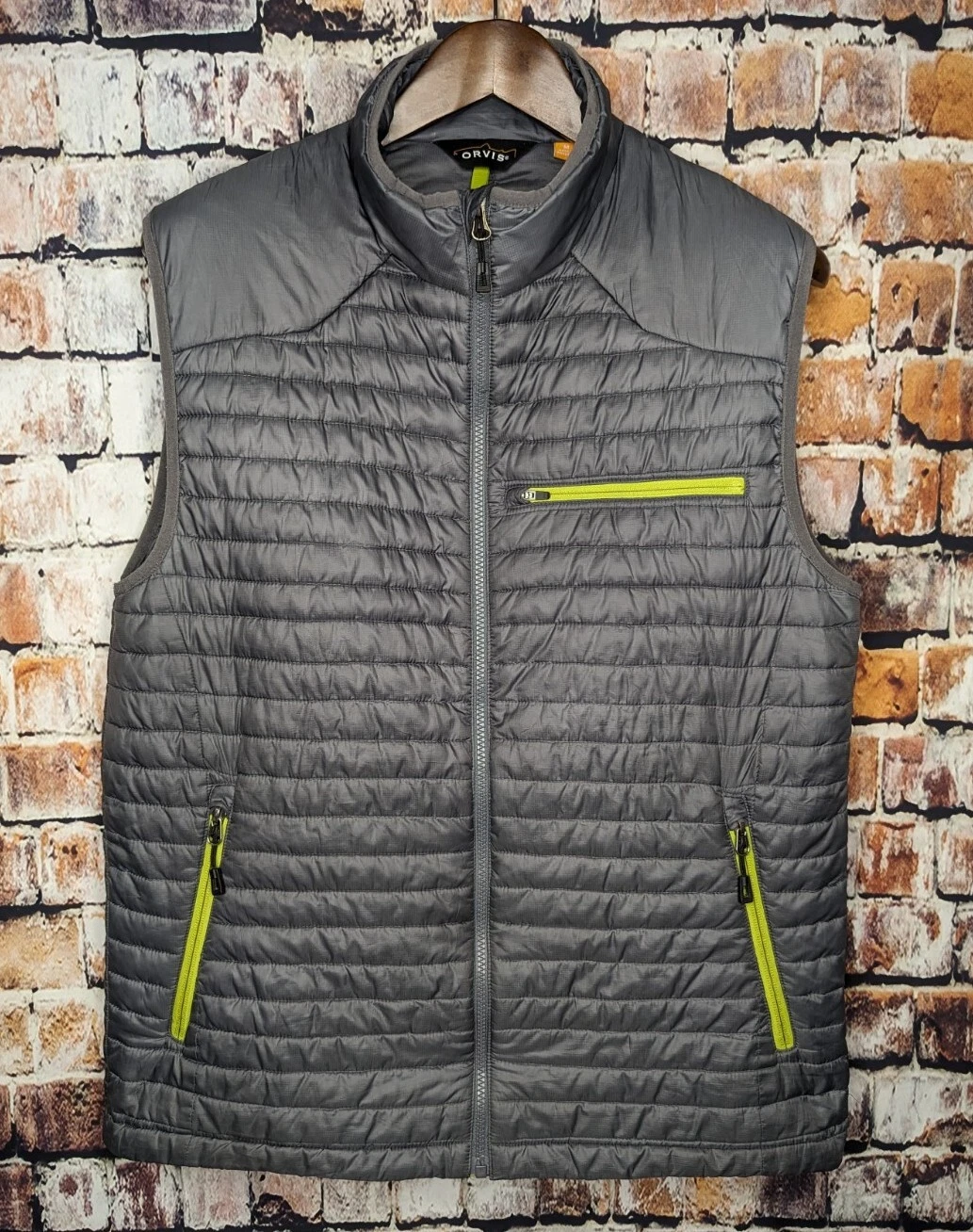 Orvis Gray Quilted Puffer Vest Light Primaloft Winter Jacket Mens Medium Fishing