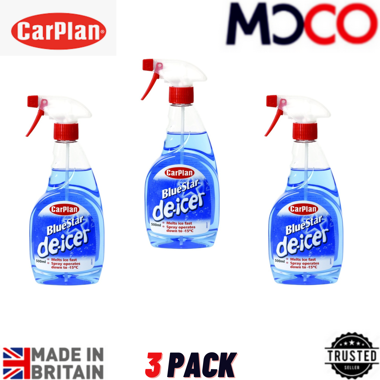 CarPlan TDI501 Blue Star Winter De Icer Trigger Spray, 500ml 2 Pack