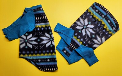 Winter Fleece Sweater for Cats - MEDIUM, Cozy Blue & Turquoise Pajamas