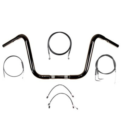 1 1/4'' BBlack 12'' Ape Hanger Handlebar Kit 2012-2017 Harley-Davidson Dyna No ABS