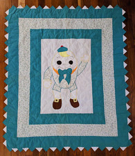 Vtg 48" Humpty Dumpty Crib Quilt with Easter Backing Fabric