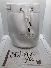 White Dior Drawstring Bucket Pouch Novelty Bag