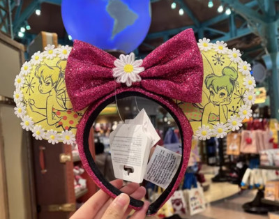 Original Shanghai Disney Park Yellow Elf Daisy White Minnie Ears Headband