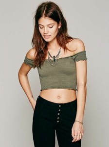 free people smocked crop top