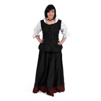 Medieval Larp - Long Linen Ruffle Skirt - Black/red Medieval Larp - Long Linen Ruffle Skirt - Black/red