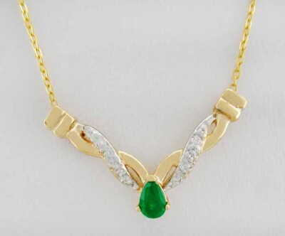 ECHT 0,68 kt SMARAGD & DIAMANT ANHÄNGER 10k GOLD -kostenloses Zertifikat-Bewertung