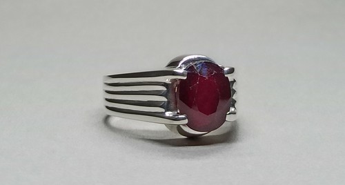 Natural 5.5 Ct Dark Red Ruby Mens Ring Sterling Silver 925 Handmade Yaqoot Ring - Picture 7 of 12