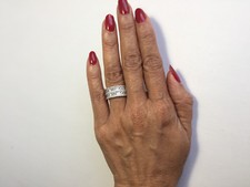 .925 STERLING SILVER PLATED BAND RING 5 ROWS OF WHITE CZ J 192