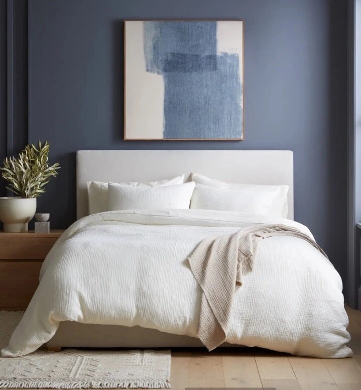 Juego de funda nórdica Quince algodón orgánico gasa aireada fundas KING marfil nuevo sin etiquetas caja abierta Foto 3 de 4