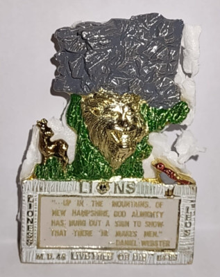 Lions Club International lapel pin 1984-85 live free or die MD 44 2'' x 2-1/2'' 3D