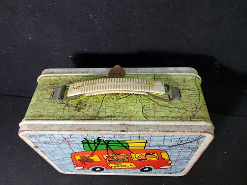 VTG "See America" Travel Tourist Metal Lunchbox Old Kid’s School Lunch Box Pail - Picture 2 of 11