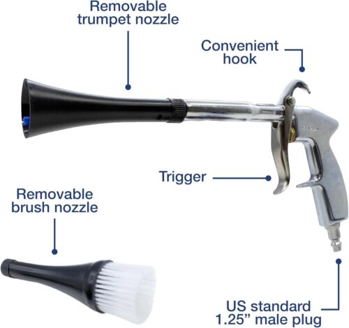 LAUCO Air Blow Gun for Car Detailing, High-Pressure Cleaner with Nozzle & Brush - Picture 5 of 5
