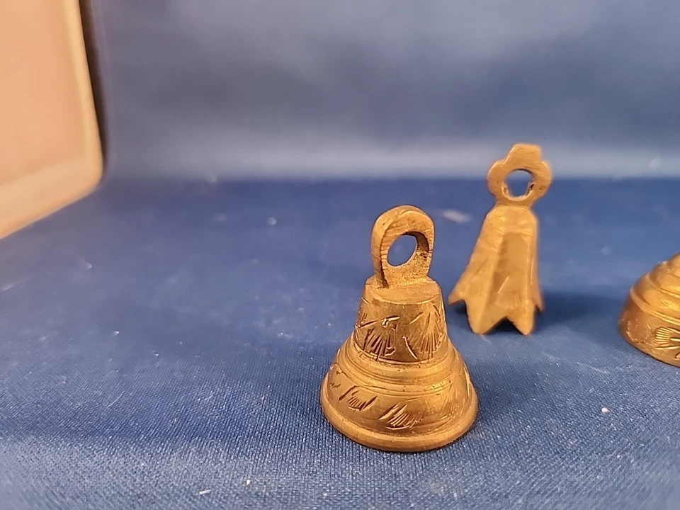 Vintage Small 1.5” Brass Bells Lot Made In India Mid Century Dinner Handmade 4x - Image 2 of 4