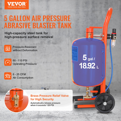 #ad 5 Gallon Sand Blaster 60 110 PSI High Pressure Sandblaster Rust Removal $144.11