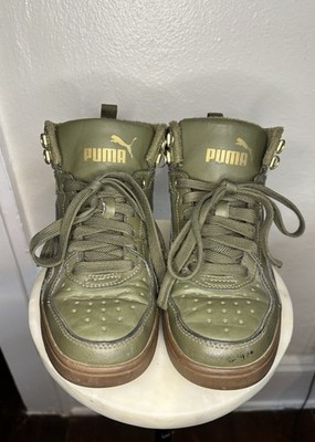 Puma Rebound Rugged Burnt Olive Kids Sneakers Size 4 High Top Shoes