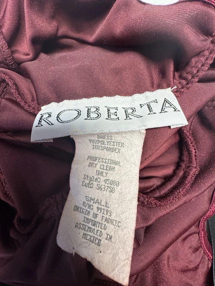 Vestido Babydoll Vintage Y2K Terciopelo Rojo Vino Brillo Floral S Cintura Imperio  Foto 4 de 4