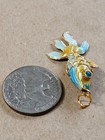 Vtg Small Painted Enamel Articulated KOI FISH Pendant Blue Cream Gold Tone — photo 5