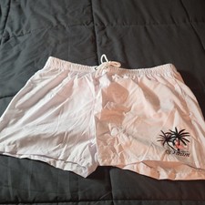 Men's White XL Swim Shorts Flamingo Palm Tropical Summer Print