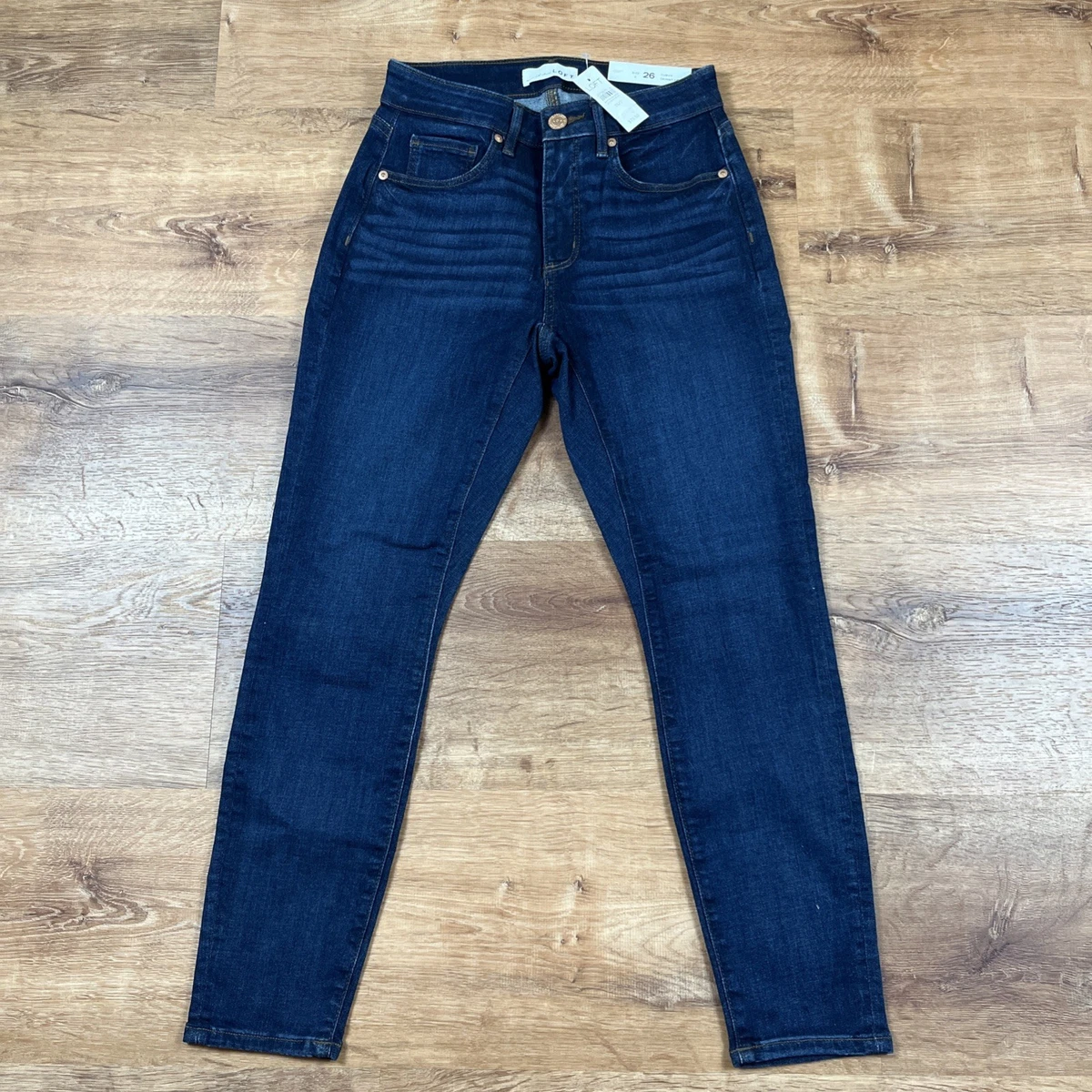 Jean Femme ANN TAYLOR LOFT Taille 2 - Coupe Basse Bootcut Broderie Dorée - Occasion Très Bon état