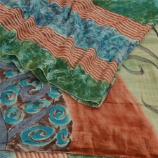Sanskriti Vintage Sarees Multi Pure Georgette Silk Printed Sari 5Yd Craft Fabric