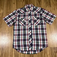 Vintage Wrangler Shirt Mens Medium Multicolor Western Pearl Snap Short Sleeve