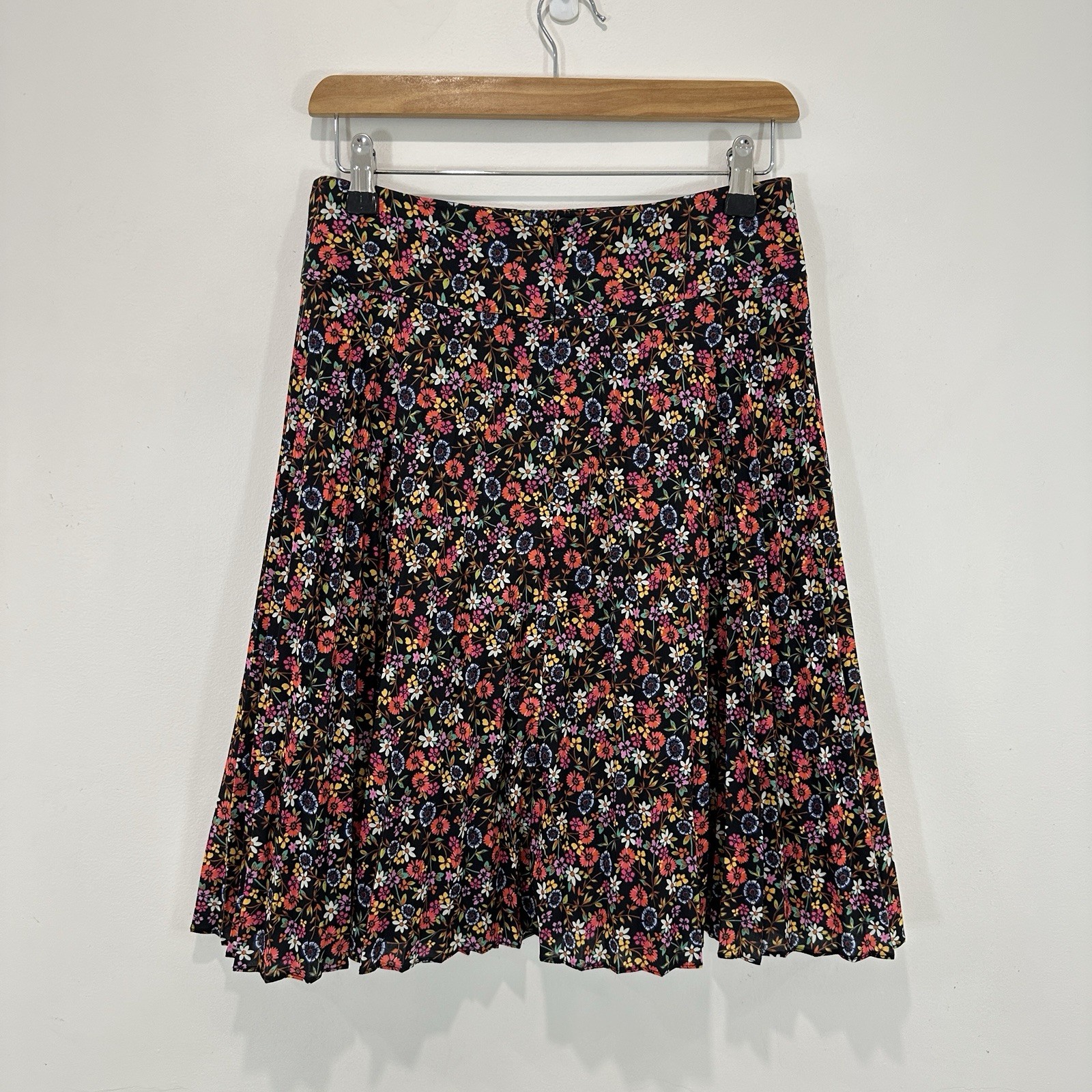 Review Pleated Skirt Women AU 8 (28 in Waist) Multicoloured Floral Knee Length * image 2
