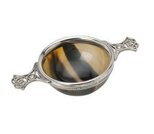 Pewter And Horn Celtic Design Quaich Bowl