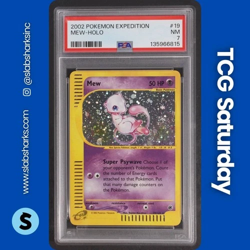 2002 POKEMON EXPEDITION SET #19/165 MEW HOLO SWIRL RARE PSA 7