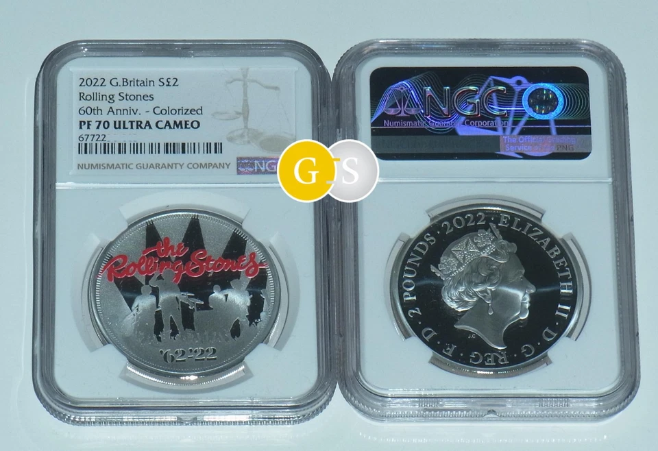 Rolling Stones 1 Oz Silver Proof Music Legends NGC Graded PF 70 UC 2 £ UK 2022 - Bild 1 von 1