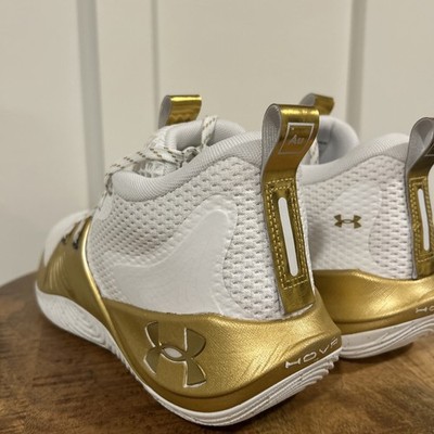 Size 9.5-Men's Under Armour Embiid 1 Basketball Shoes White/Gold