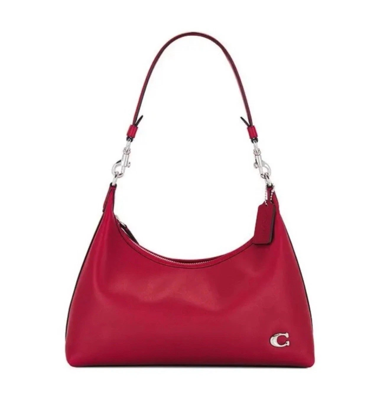 Borsa a tracolla Coach Juliet con 2 cinghie argento rubino pelle conciata a guanto nuova con etichetta CR981