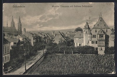 Ansichtskarte Geisenheim, Winkler Chaussee mit Schloss Schönborn 1909 