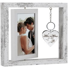 Wedding Gifts for Couples 2025,4x6 Rustic Wedding Frame,Rotating Floating Mr ...
